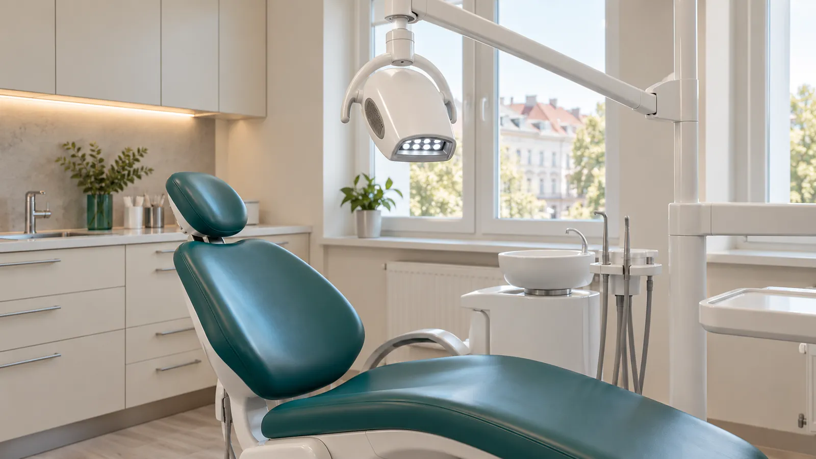 Lampa do wybielania nad fotelem dentystycznym
